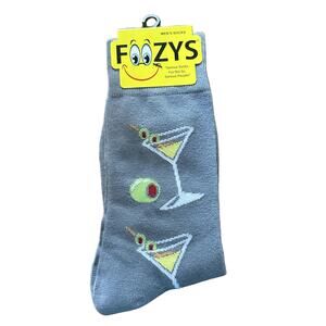 NWT Foozys Gray Crew Length Patterned Martini Cocktail Socks Mens One Size